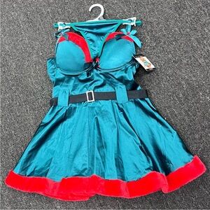 French Affairs Teal and Red Women's lengerie